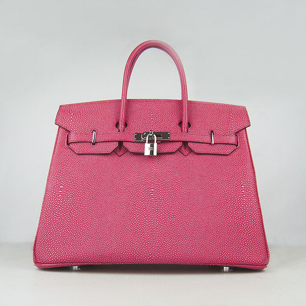 High Quality Fake Hermes Birkin 35CM Pearl Veins Leather Bag Red 6089